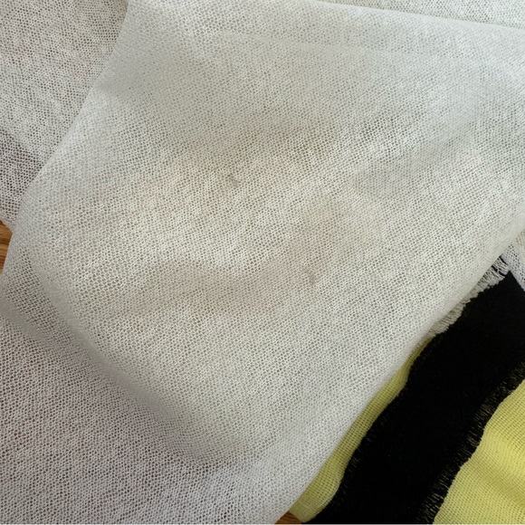 Altamira Milano White Yellow Black Fringe Mesh Long Sleeve Top M/L NEW - Picture 16 of 16